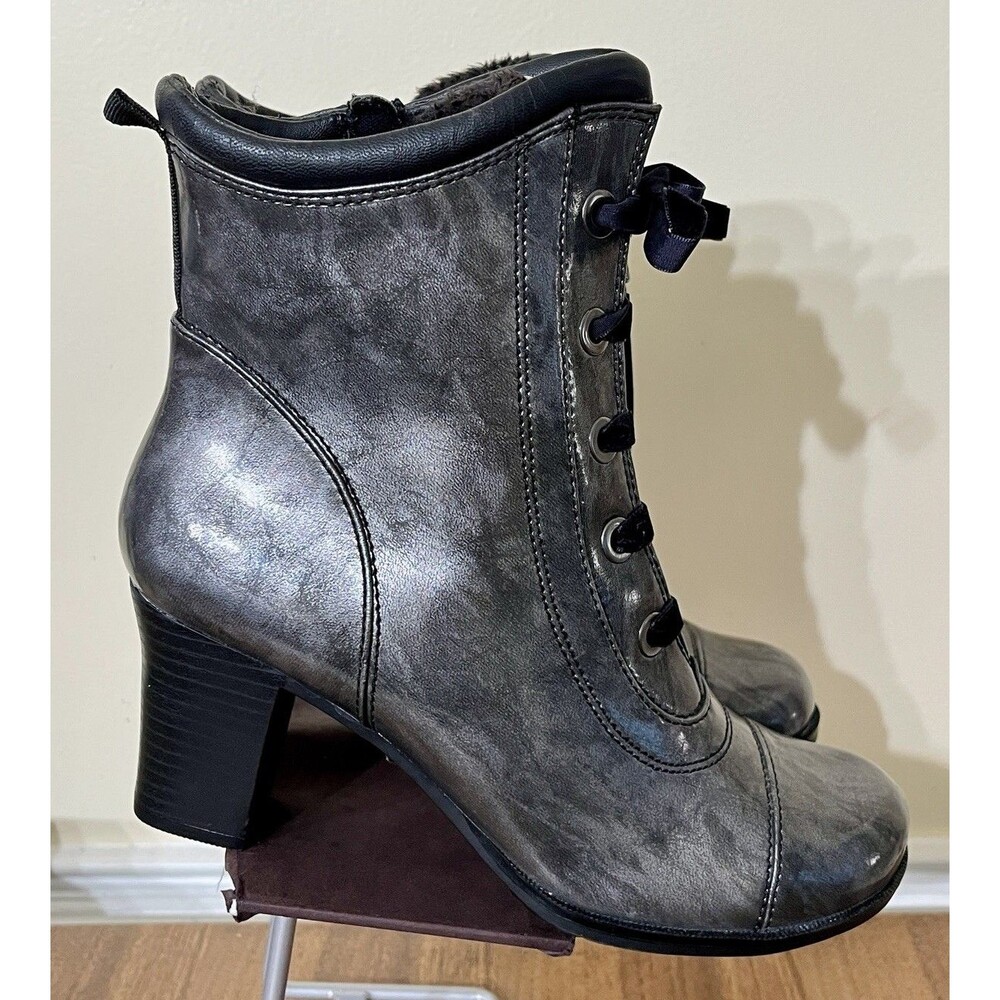 Sporto Waterproof Womens Faux Fur Lined Heeled Boots Sz 6.5 Victorian Steampunk